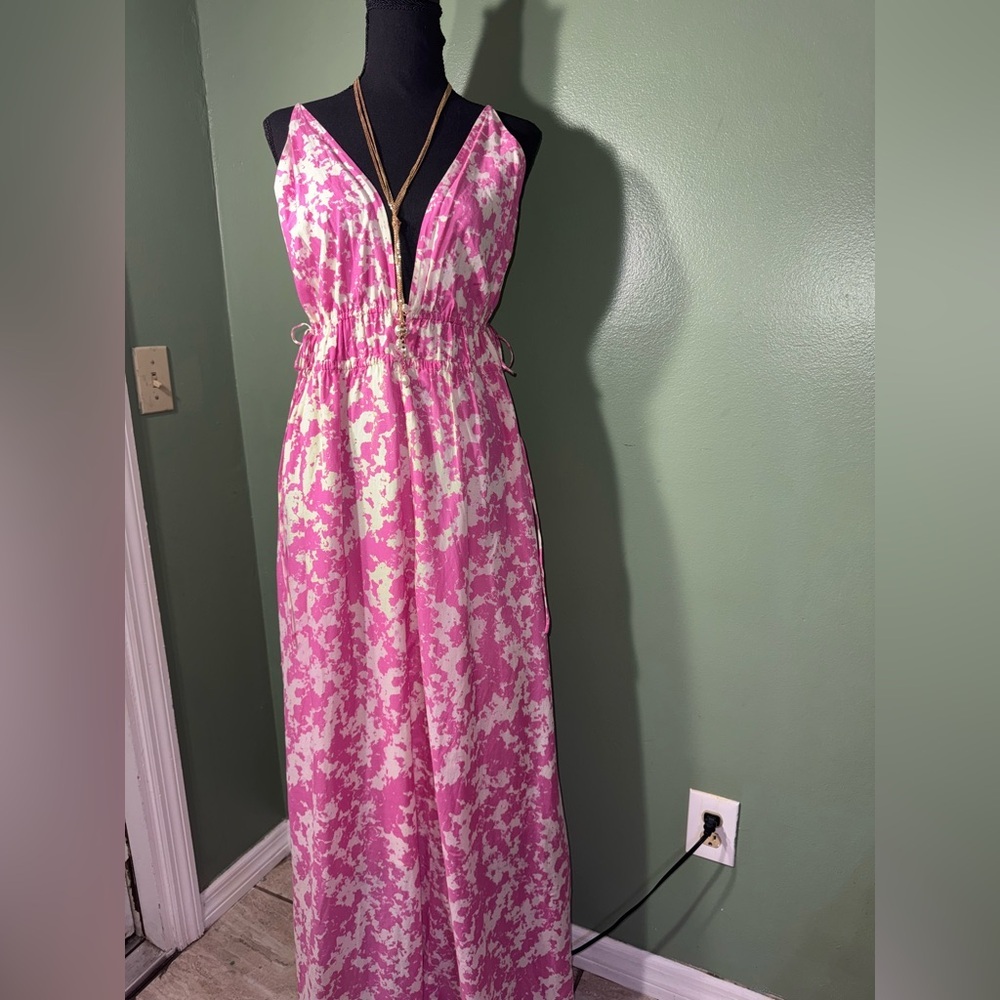 Stockholm Atelier  Pink and Cream Floral Maxi Dress - Picture 3 of 12